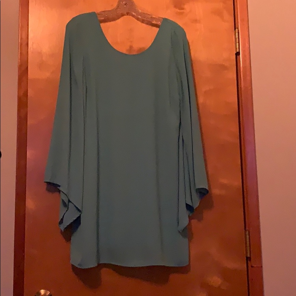 Blue Dress with Bell Sleeves